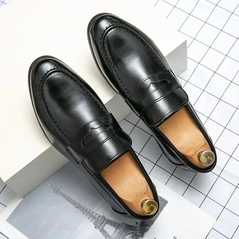 Hnzxzm Spring and Autumn Men Black Shoes Dress Shoes Loafers Casual Leather for Fashion Trend Luxury Male British Style Slip on Shoes