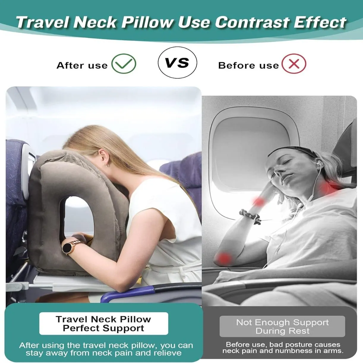 Inflatable Travel Pillow, Airplane Neck Pillow