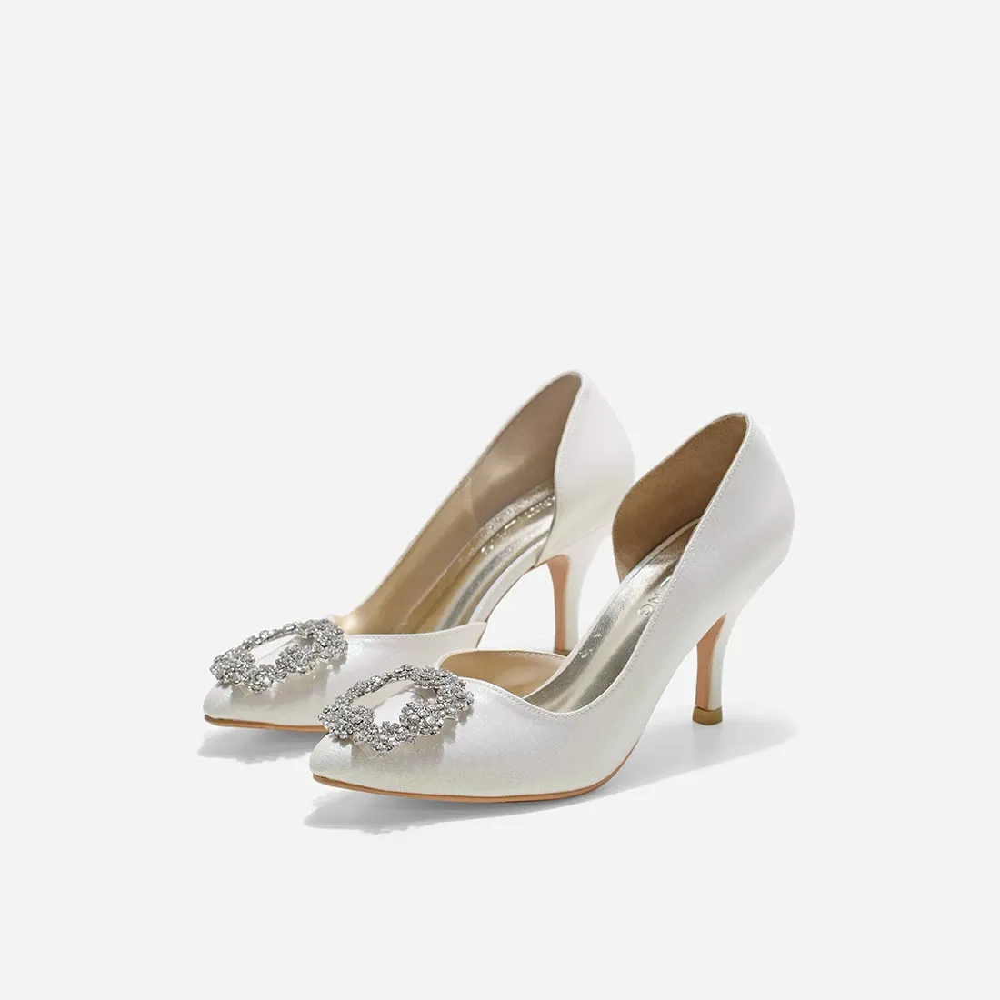 Jade Cynthia White Glitter Heels