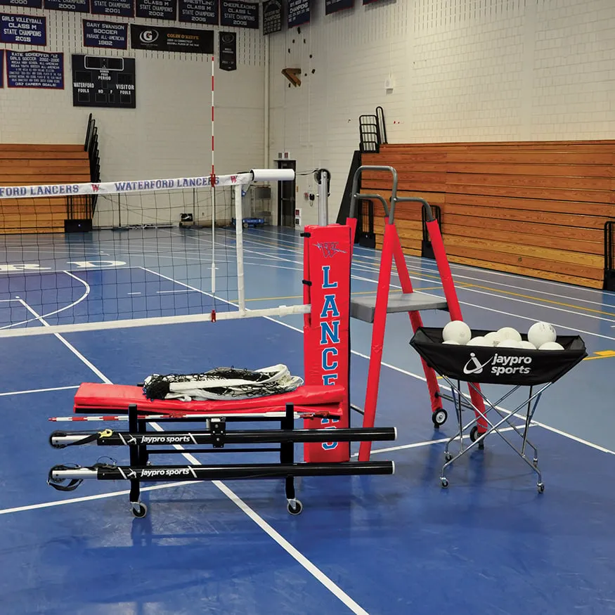 Jaypro PowerLite™ Volleyball System Deluxe Package (3-1/2 in. Floor Sleeve) - NFHS, NCAA, USVBA Compliant