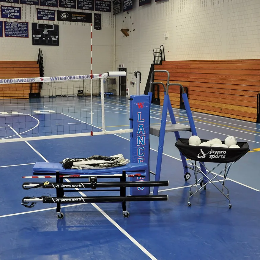 Jaypro PowerLite™ Volleyball System Deluxe Package (3-1/2 in. Floor Sleeve) - NFHS, NCAA, USVBA Compliant