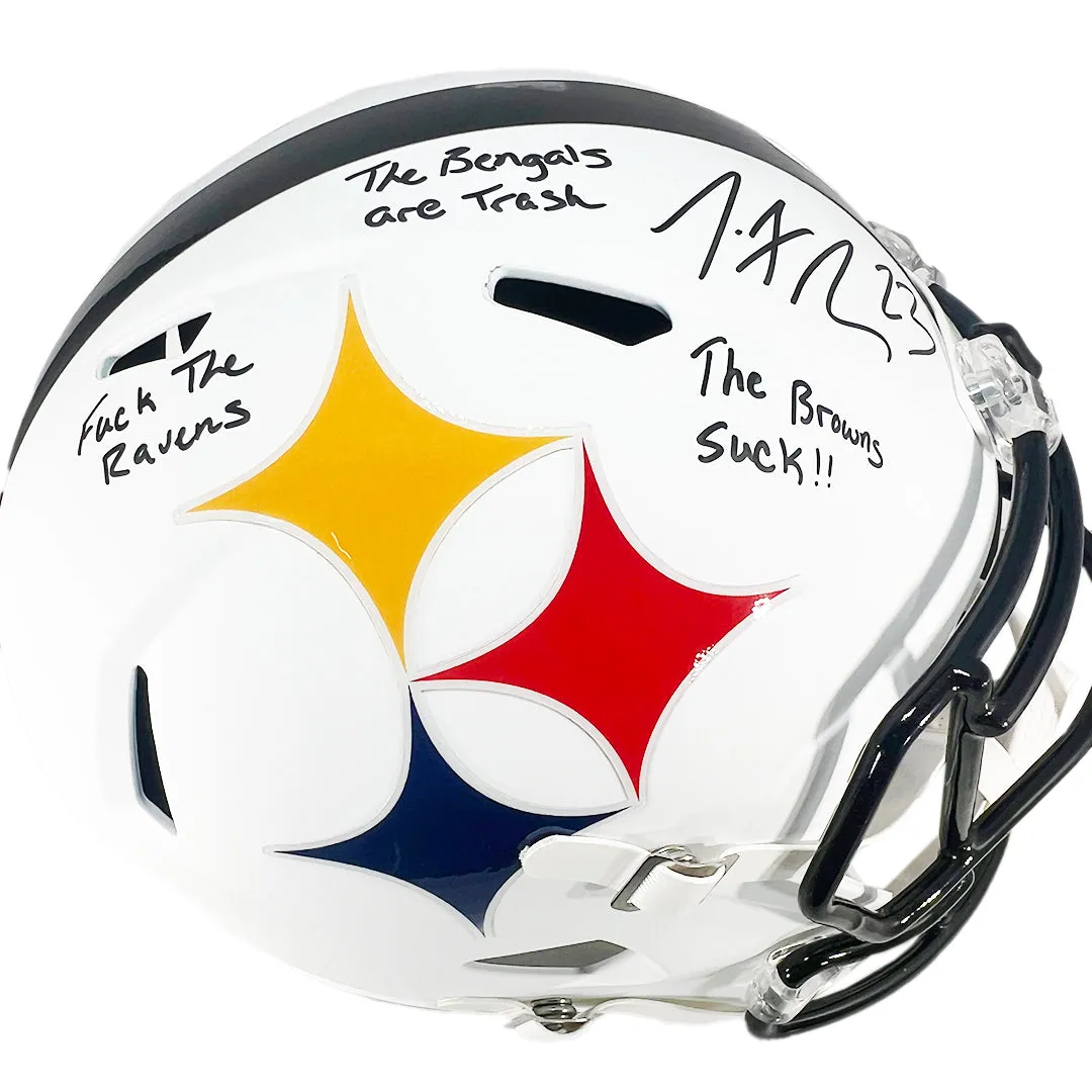 Joe Haden Signed Multi Inscription Inscription Pittsburgh Steelers AMP Speed Full-Size Replica Football Helmet (JSA)