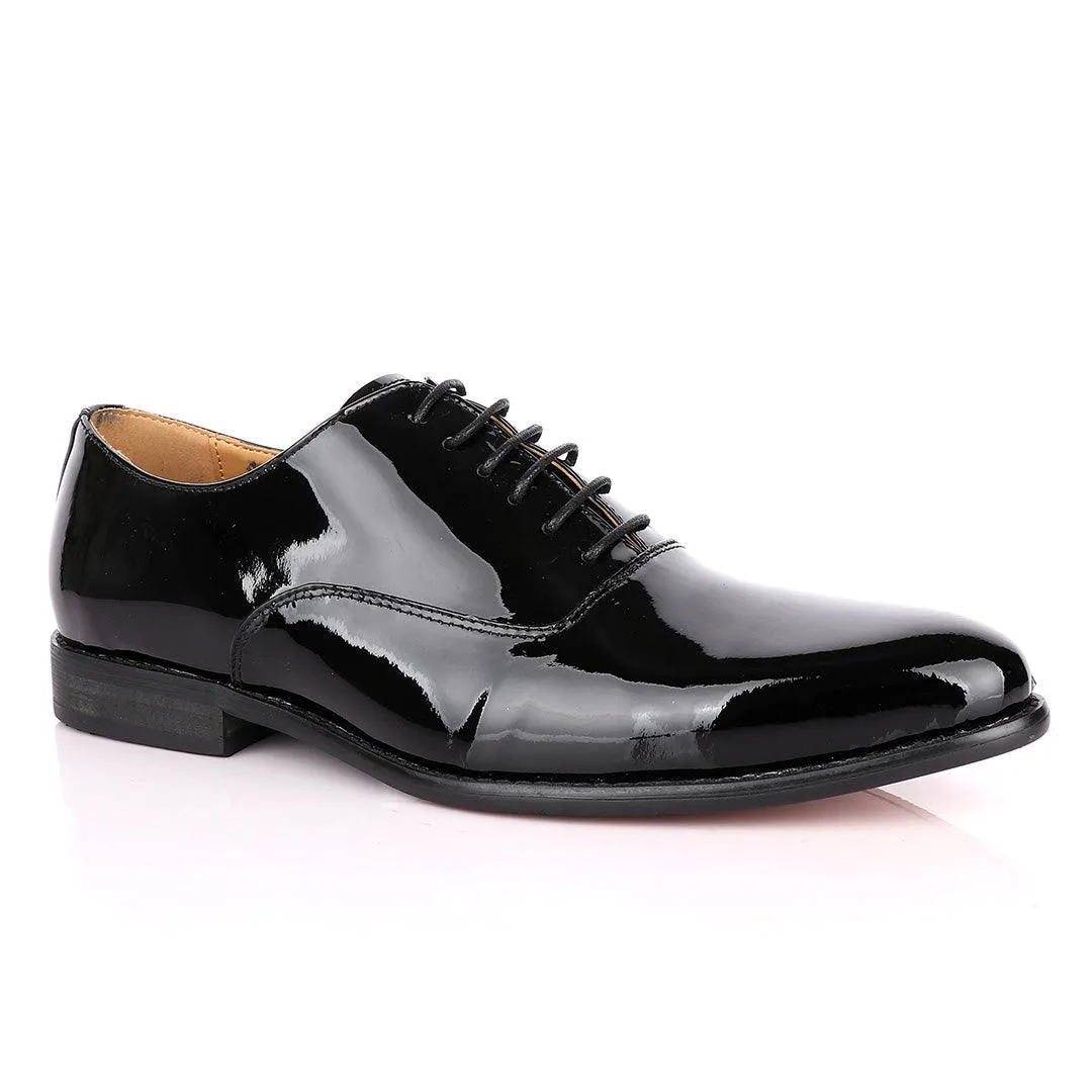 John Foster Black Patent Lace Up Wetlips Shoe