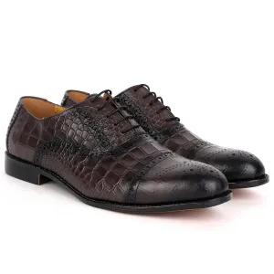 John Foster Oxford Full Crocodile Leather Skin Designed--Grey