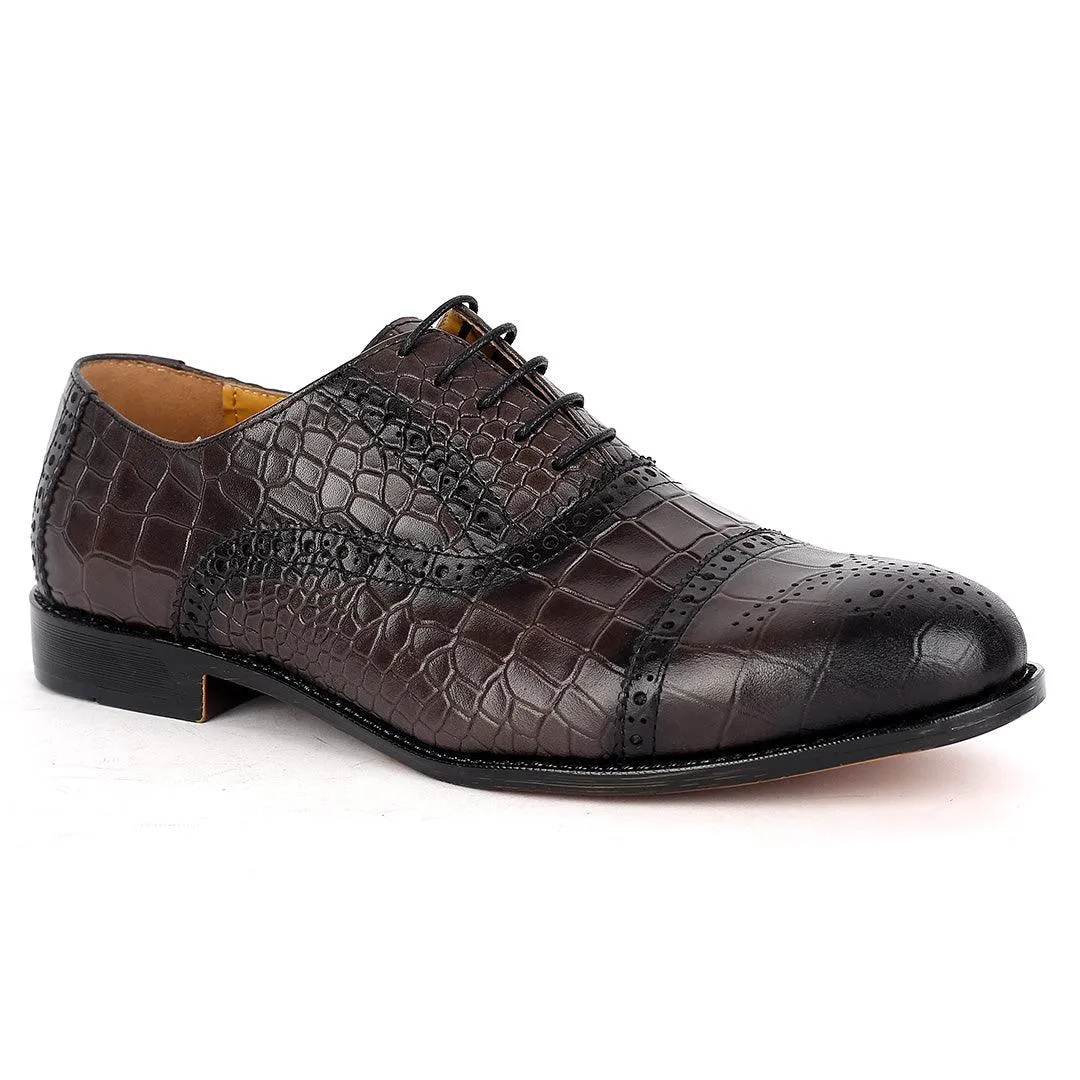 John Foster Oxford Full Crocodile Leather Skin Designed--Grey