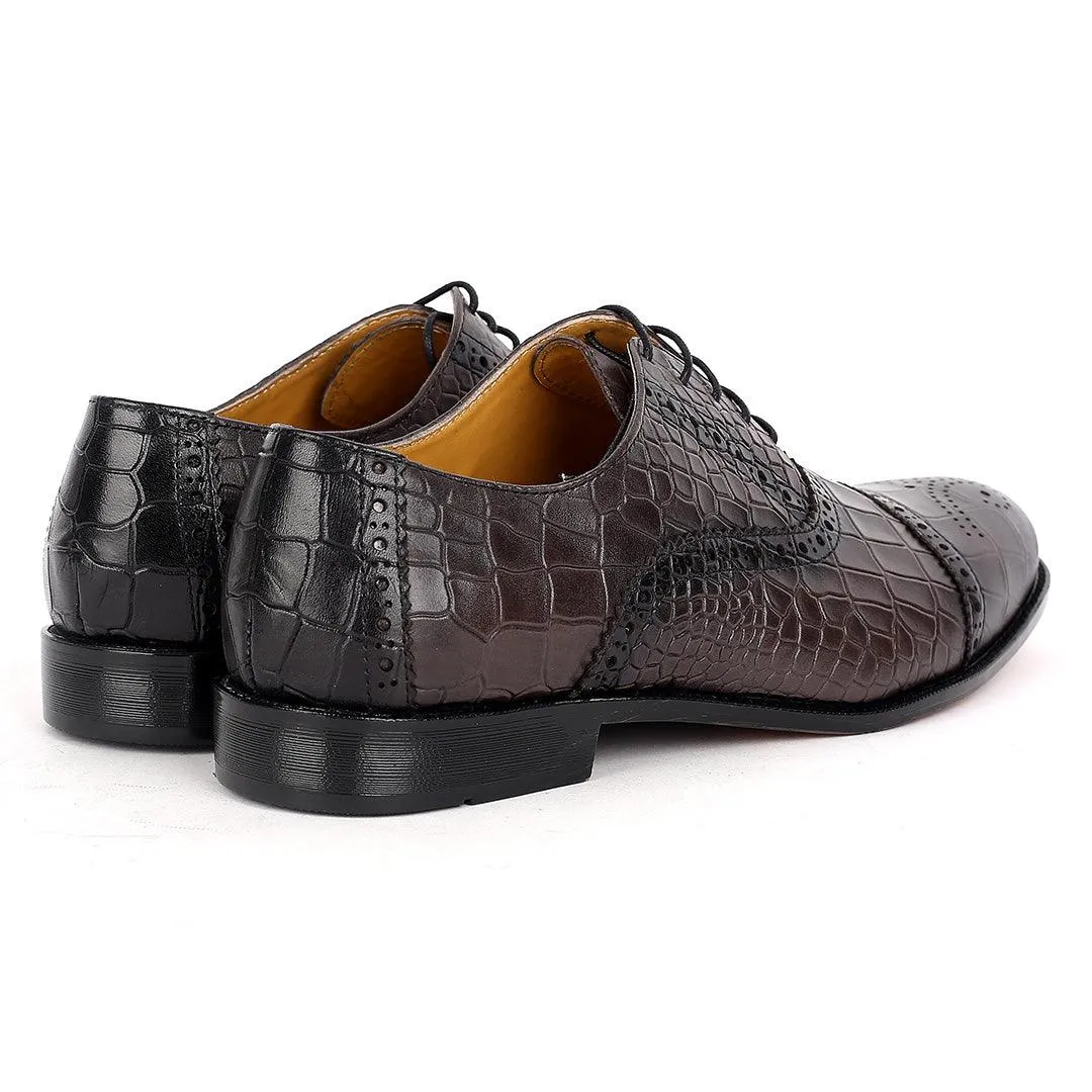 John Foster Oxford Full Crocodile Leather Skin Designed--Grey