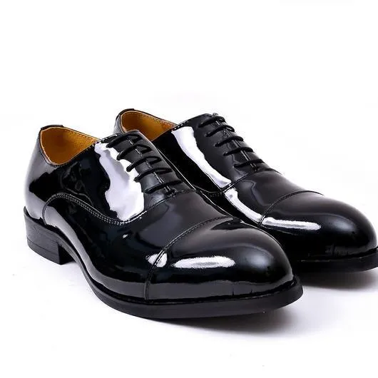 John Foster Patent Lace Up  Shoe - Black