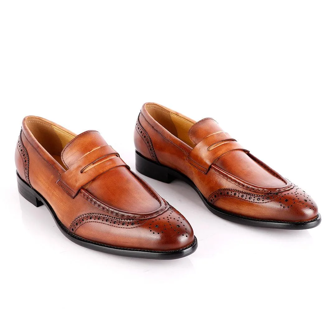 John Foster Slipon Brown   Leather Oxford  Shoe