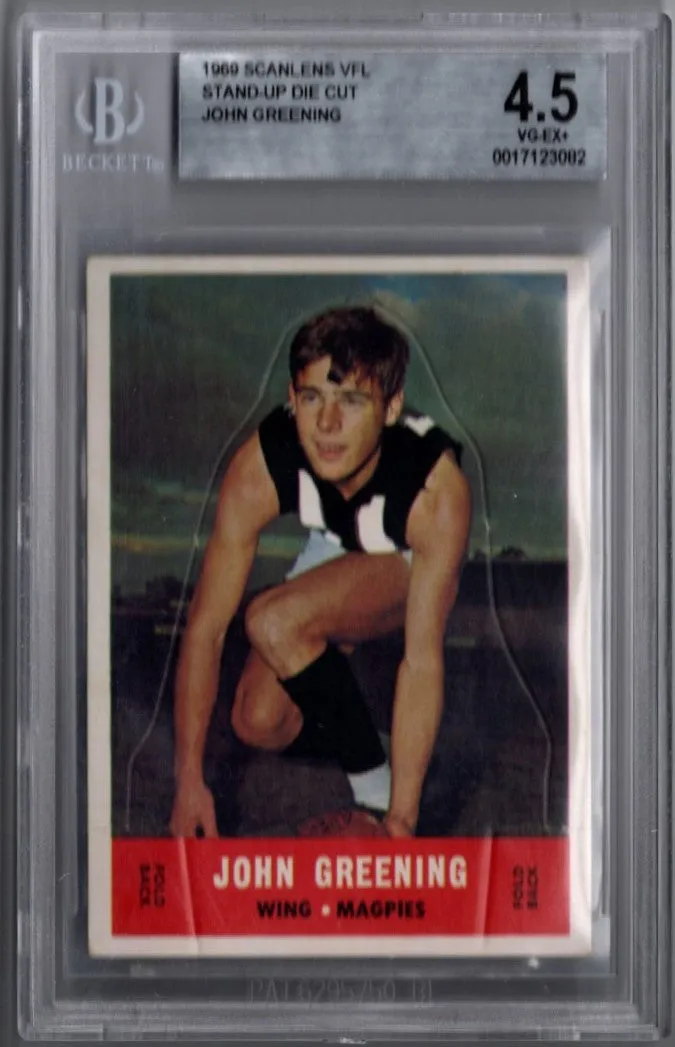 John Greening, 1969 Scanlens VFL Stand Up Die Cut, BGS 4.5