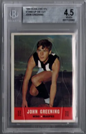 John Greening, 1969 Scanlens VFL Stand Up Die Cut, BGS 4.5