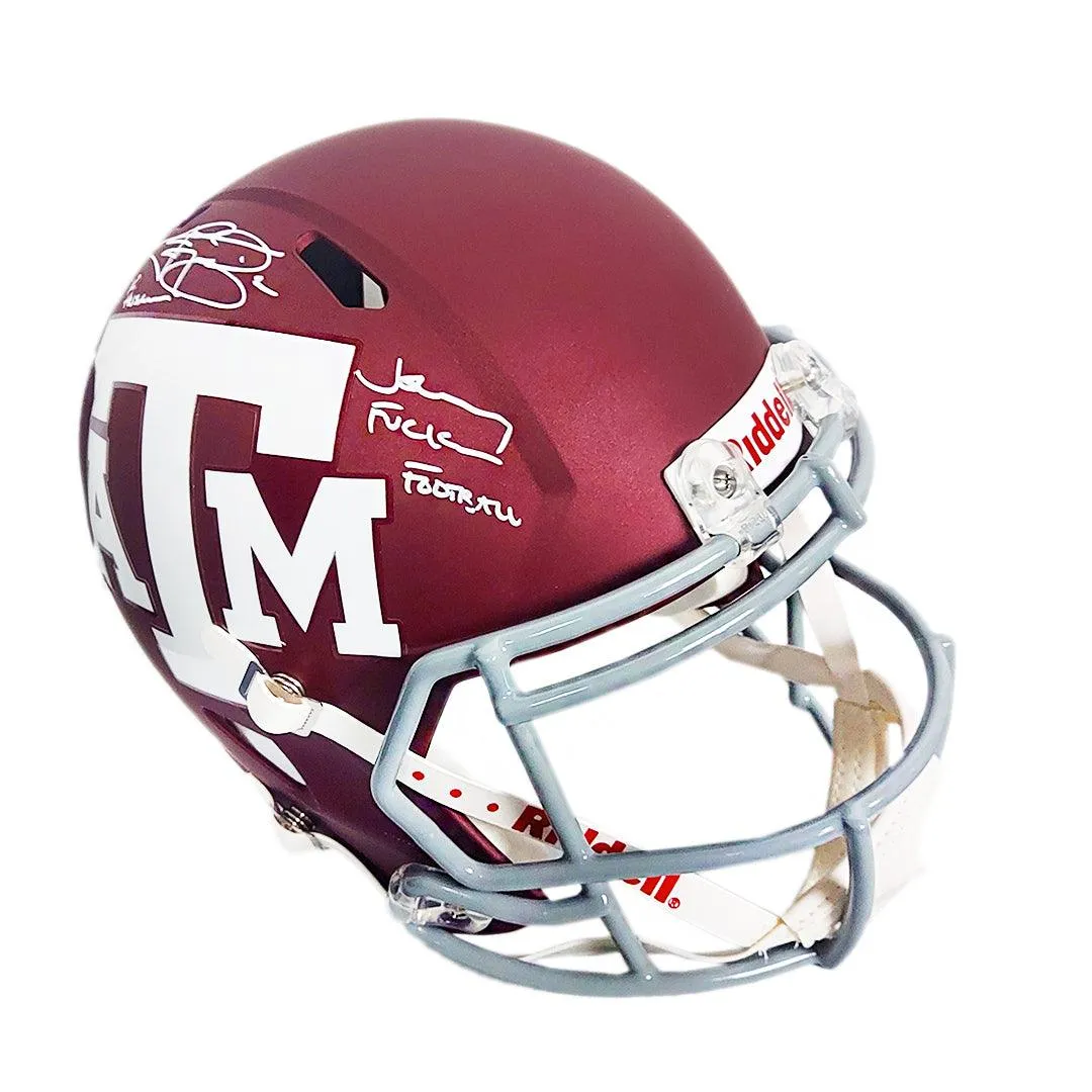 Johnny Manziel Signed Multi-Inscription Texas A&M Aggies Maroon Speed Full-Size Replica Football Helmet (JSA)