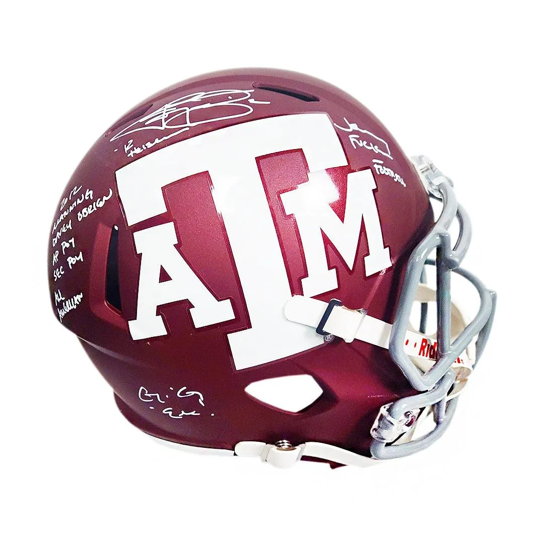 Johnny Manziel Signed Multi-Inscription Texas A&M Aggies Maroon Speed Full-Size Replica Football Helmet (JSA)