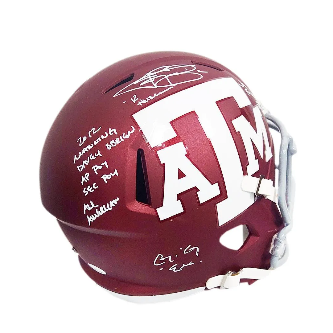 Johnny Manziel Signed Multi-Inscription Texas A&M Aggies Maroon Speed Full-Size Replica Football Helmet (JSA)