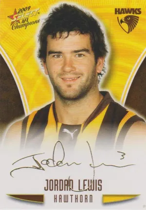 Jordan Lewis, Gold Foil Signature, 2009 Select AFL Champions