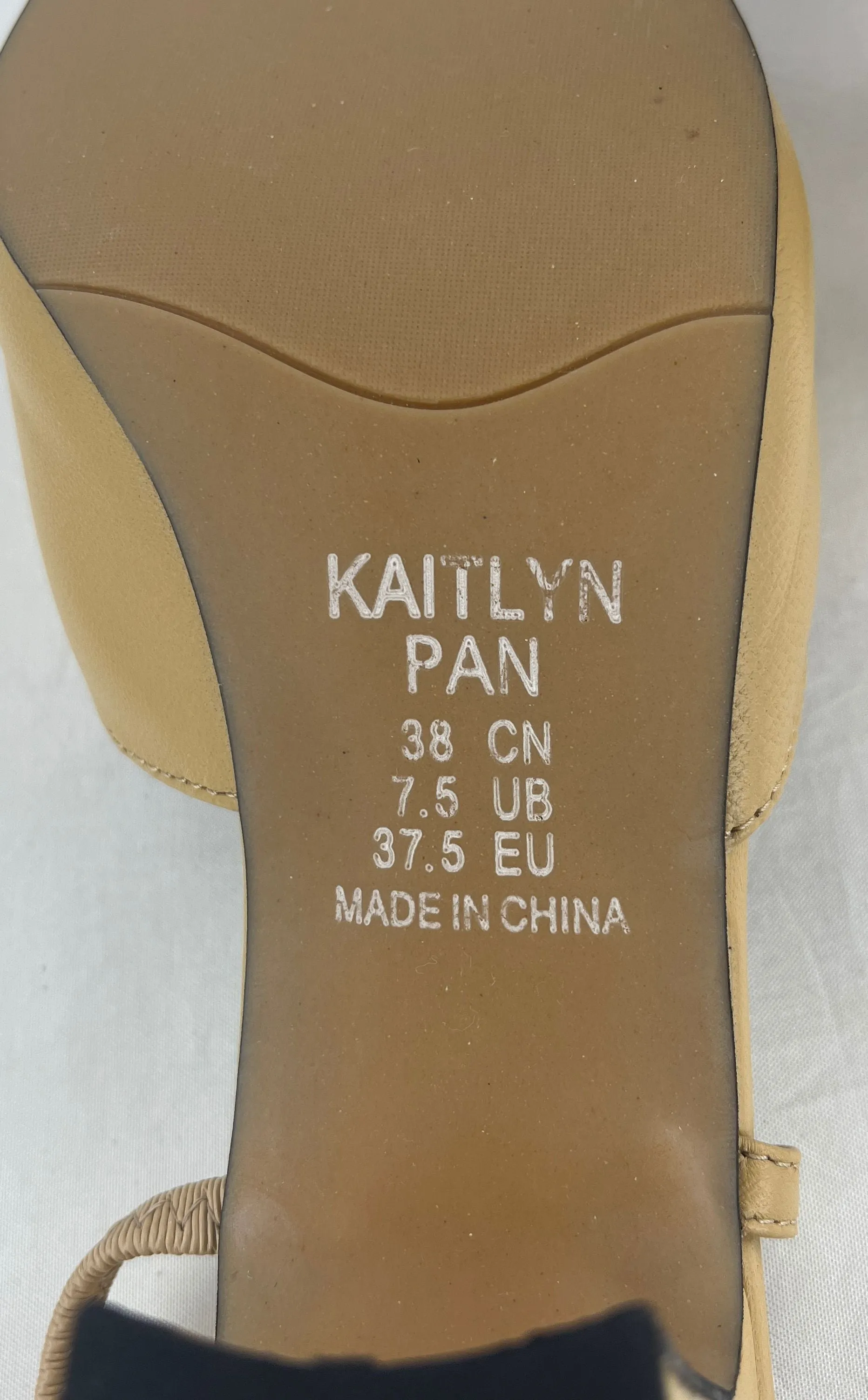 Kaitlyn Pan Women's Tan Black Slingback Sandals Block Heel Size 7