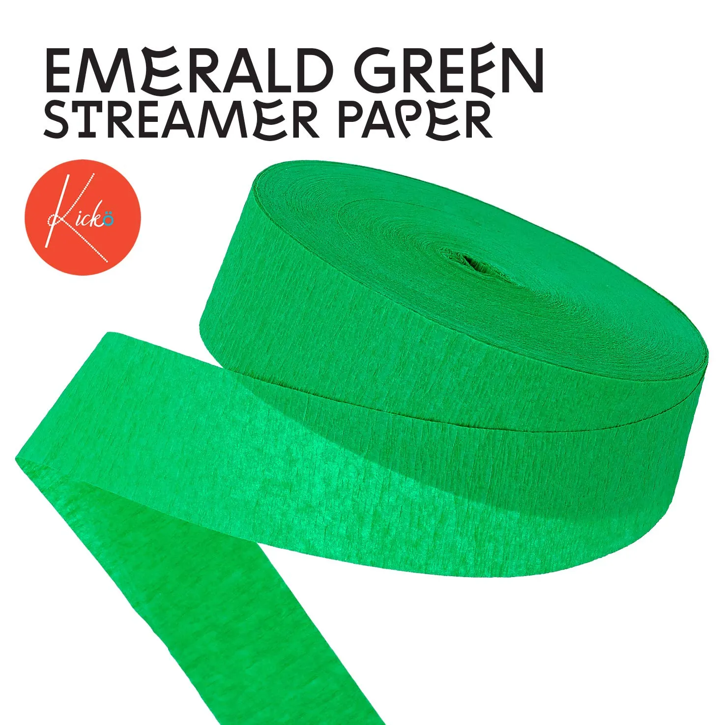 Kicko Emerald Green Crepe Streamers - 1000 Feet x 1.75 Inches - 2 Pack of Streamer Rolls