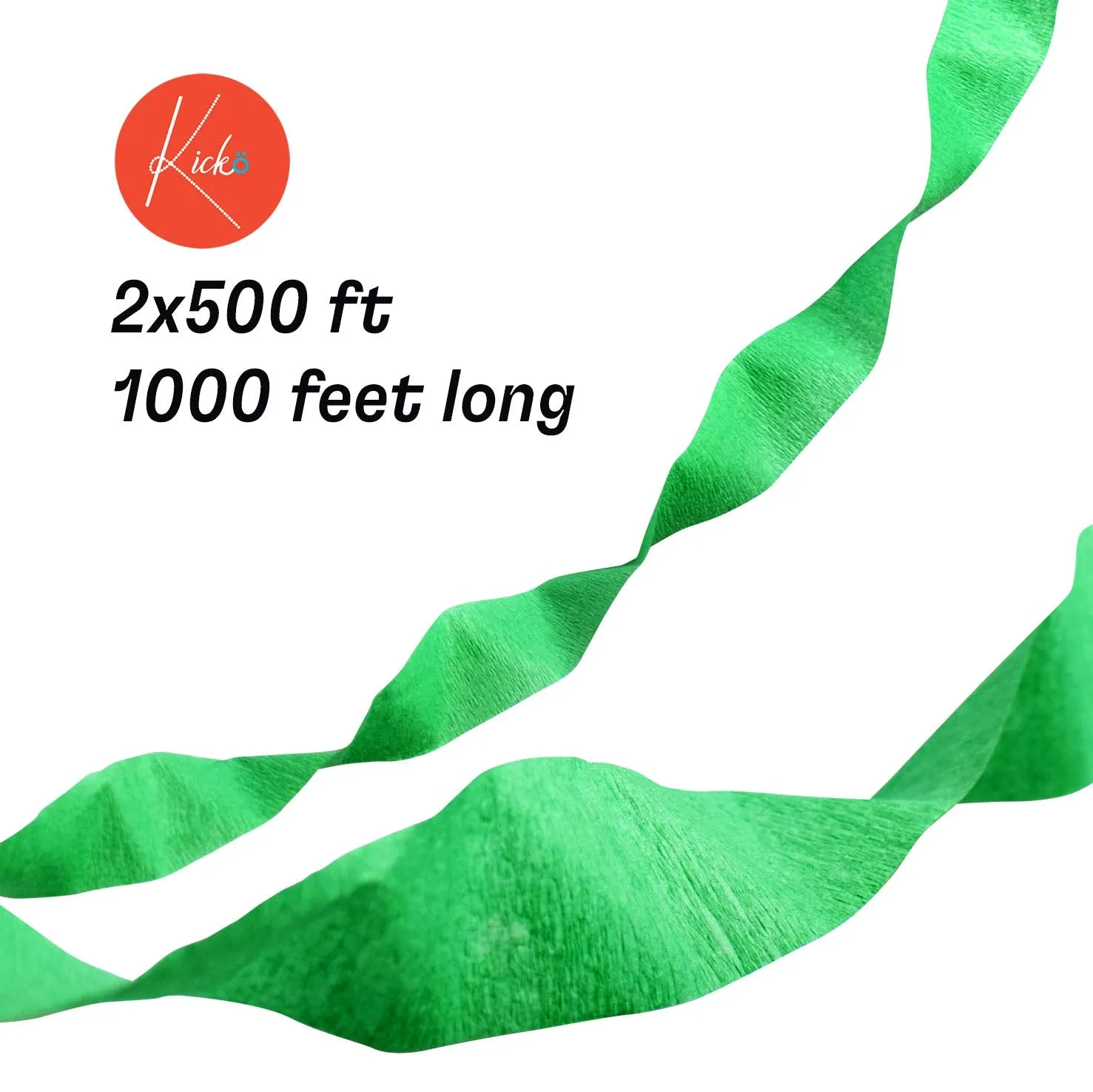 Kicko Emerald Green Crepe Streamers - 1000 Feet x 1.75 Inches - 2 Pack of Streamer Rolls