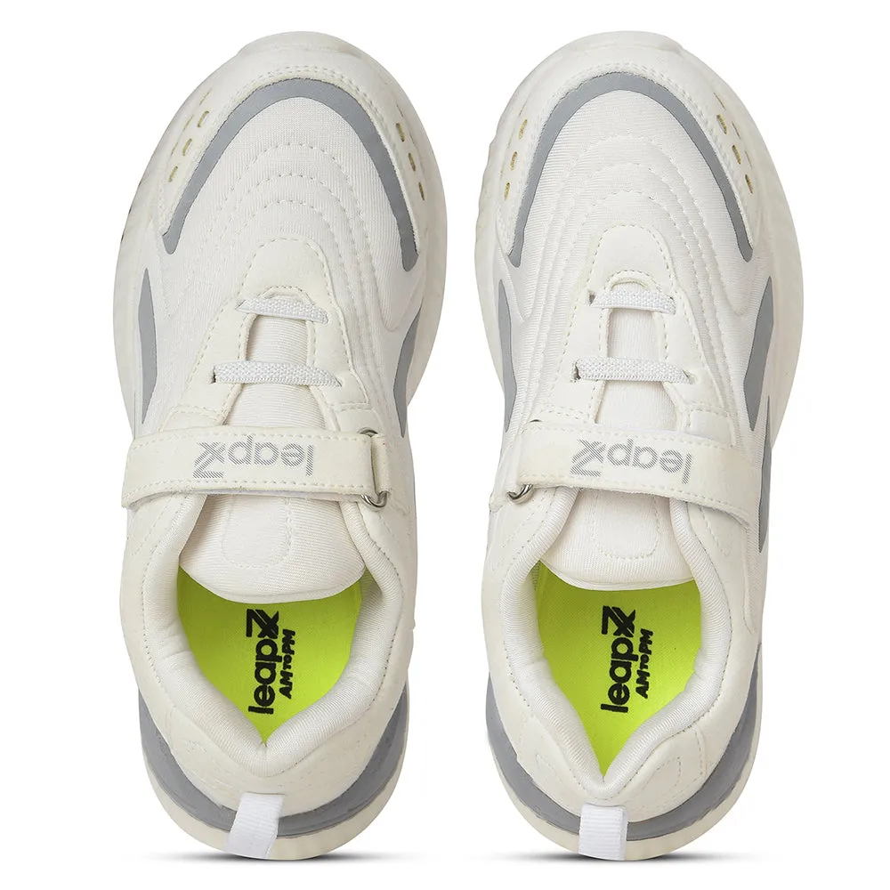 Leap7x White Sports Non Lacing Walking Shoes For Kids NITKID-10 By Liberty