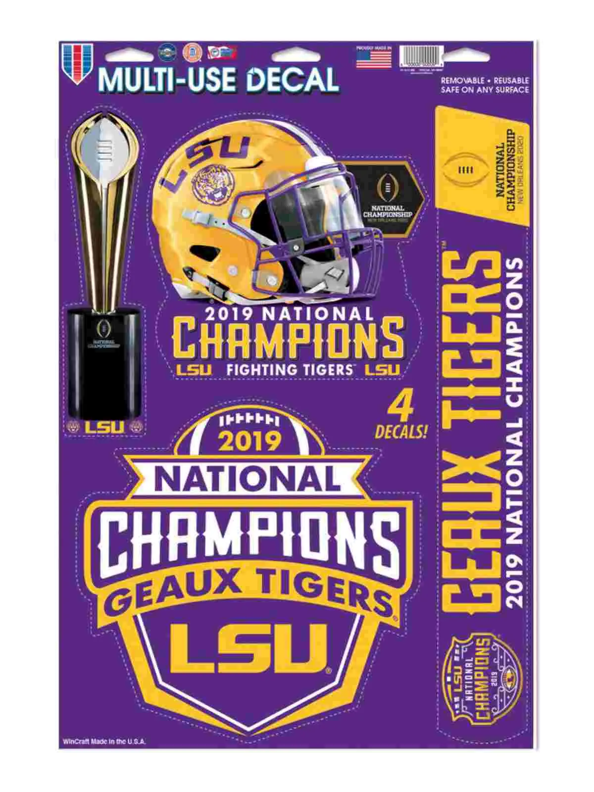 LSU Tigers 2019-2020 CFP National Champions WinCraft Multi-Use Decal Sheet