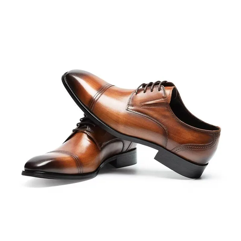 LuxeLeather Exquisite Pattern Derby Dress Shoes