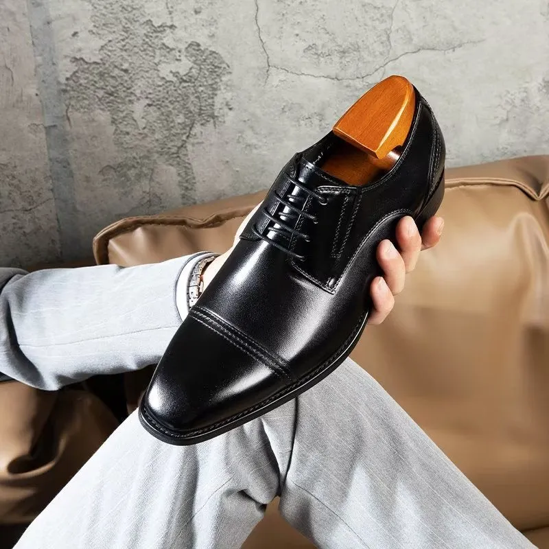 LuxeLeather Exquisite Pattern Derby Dress Shoes