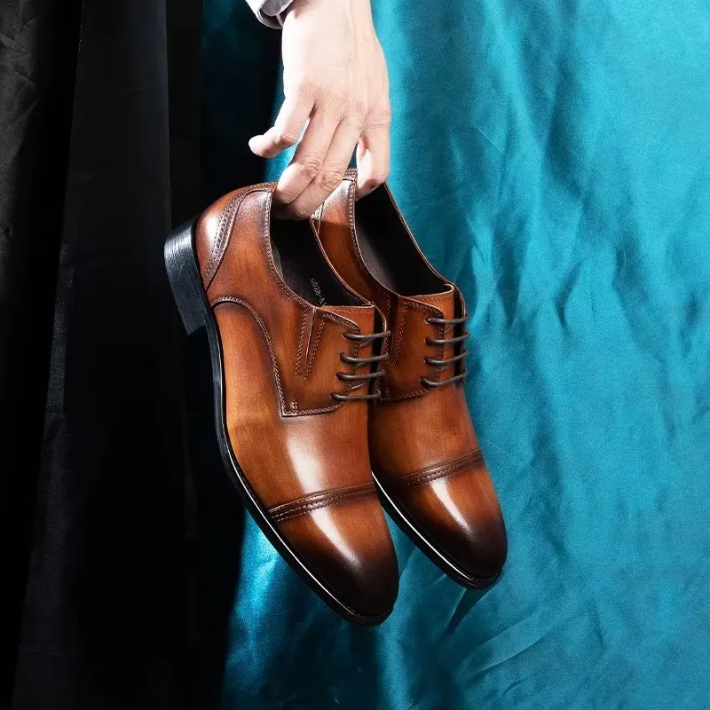 LuxeLeather Exquisite Pattern Derby Dress Shoes