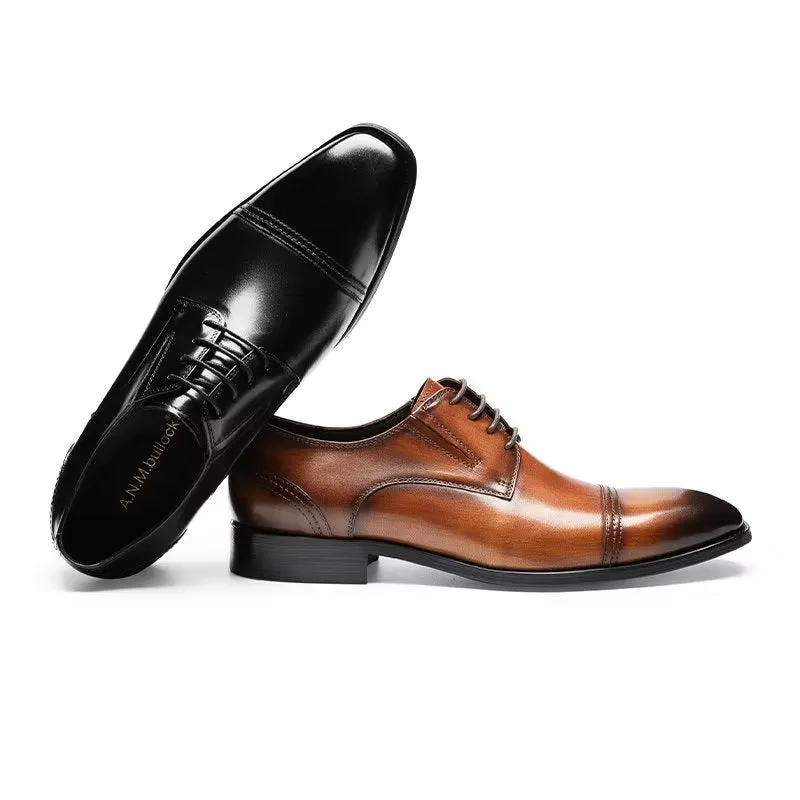 LuxeLeather Exquisite Pattern Derby Dress Shoes