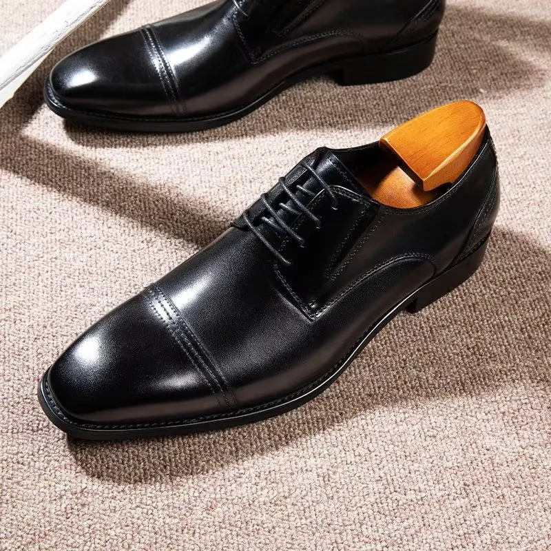 LuxeLeather Exquisite Pattern Derby Dress Shoes