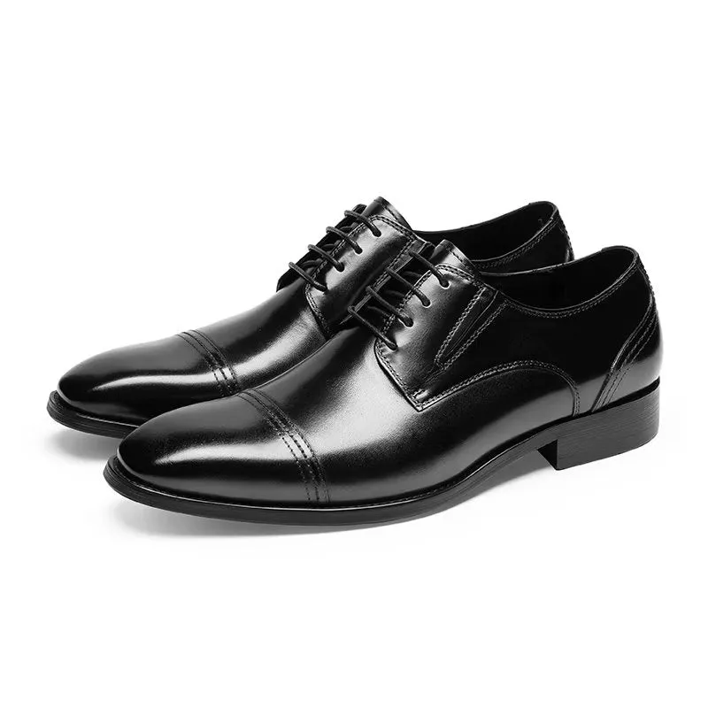 LuxeLeather Exquisite Pattern Derby Dress Shoes