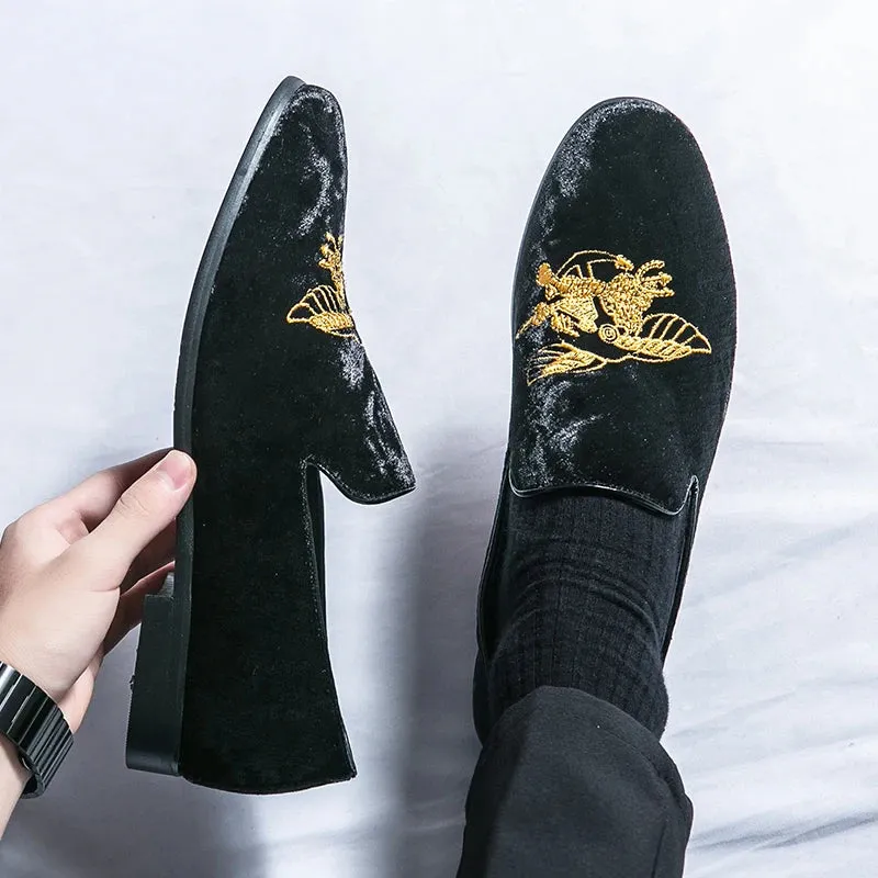 Luxury Embroidery Design Suede Loafers