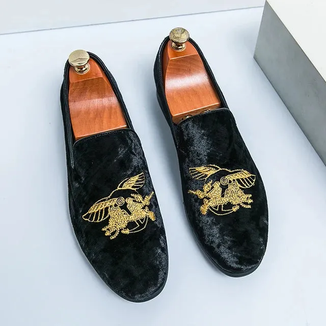 Luxury Embroidery Design Suede Loafers