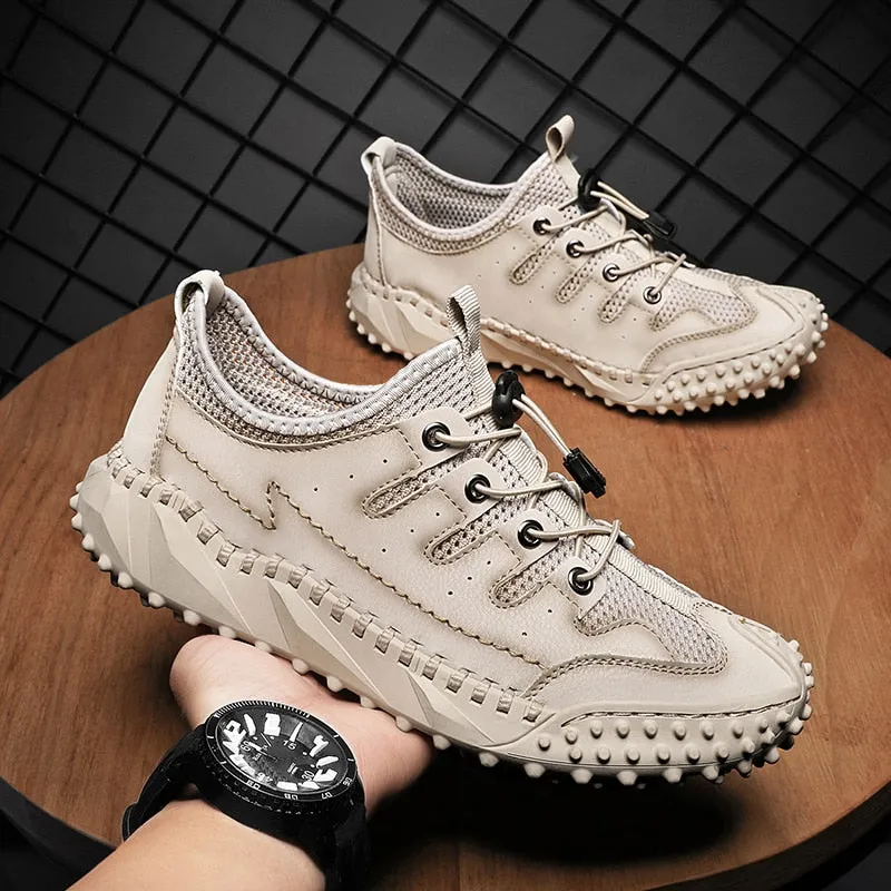 Men Casual Shoes Lace Up Summer Men Sneakers Breathable Mens Loafers Moccasins Luxury Brand Mesh Mens Low Shoes Big Size 38-46