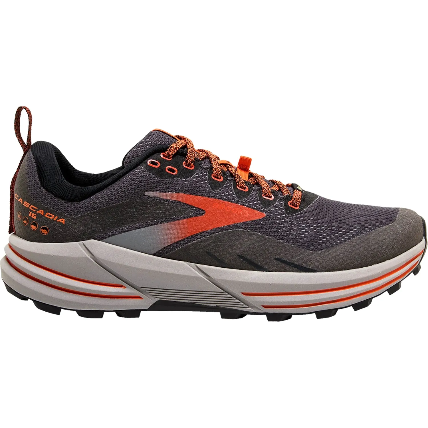 Men's Brooks Cascadia 16 GTX Black/Ebony/Cinnabar Mesh