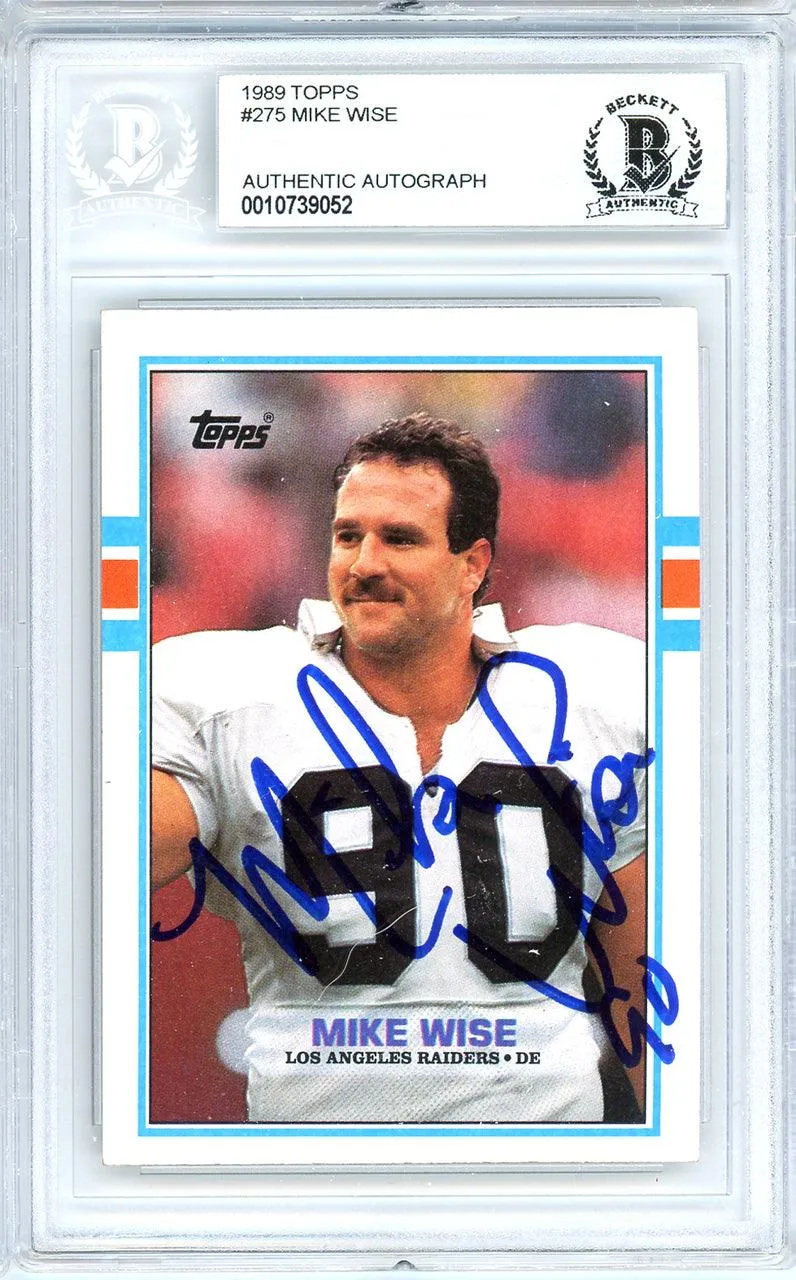 Mike Wise Autographed 1989 Topps Rookie Card #275 Los Angeles Raiders Beckett BAS #10739052