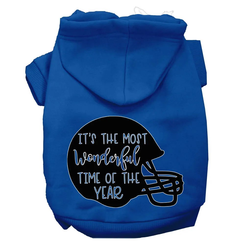 Most Wonderful Time Of The Year (football) Screen Print Dog Hoodie Blue Xxl