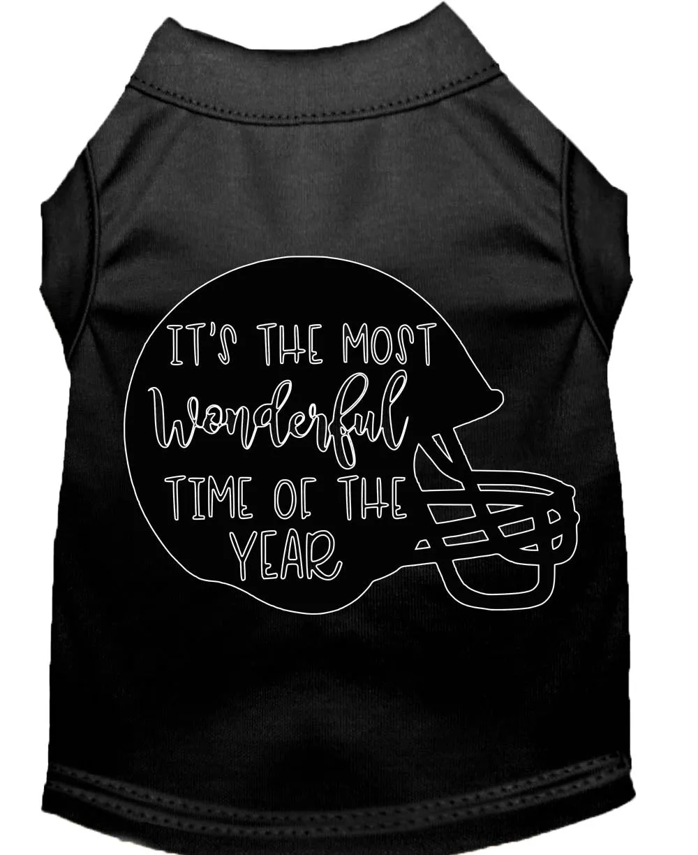 Most Wonderful Time Of The Year (football) Screen Print Dog Shirt Black Sm