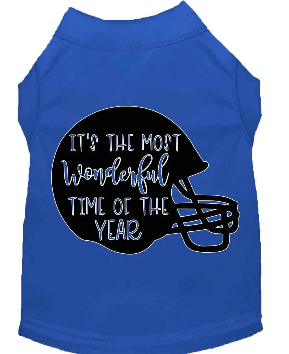 Most Wonderful Time Of The Year (football) Screen Print Dog Shirt Blue Med