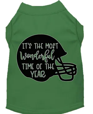 Most Wonderful Time Of The Year (football) Screen Print Dog Shirt Green Xxxl