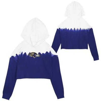 New - NFL Baltimore Ravens Girls' Crop Hooded Sweatshirt - M