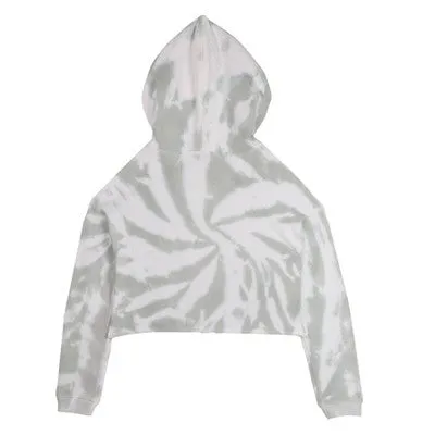 New - NFL New York Giants Girls' Gray Tie-Dye Crop Hooded Sweatshirt - M