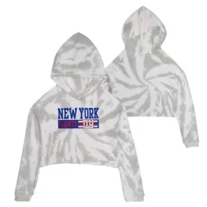 New - NFL New York Giants Girls' Gray Tie-Dye Crop Hooded Sweatshirt - M