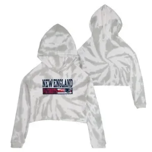 NFL New England Patriots Girls' Gray Tie-Dye Crop Hooded Sweatshirt