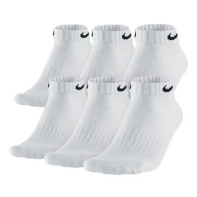 Nike Mens Everyday Plus Cushioned Low Cut Training Socks White 6 Pack