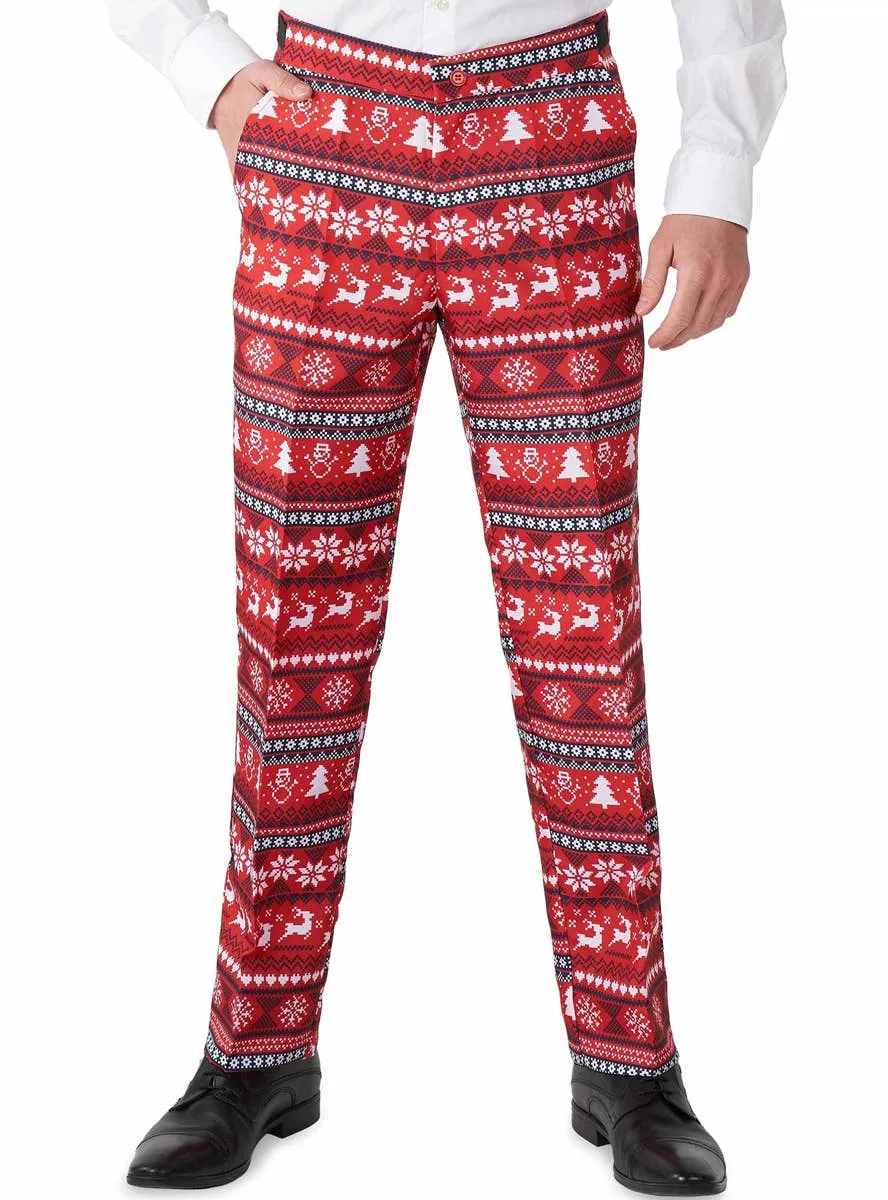 Nordic Red Pixel Christmas Print Mens Suitmeister Suit