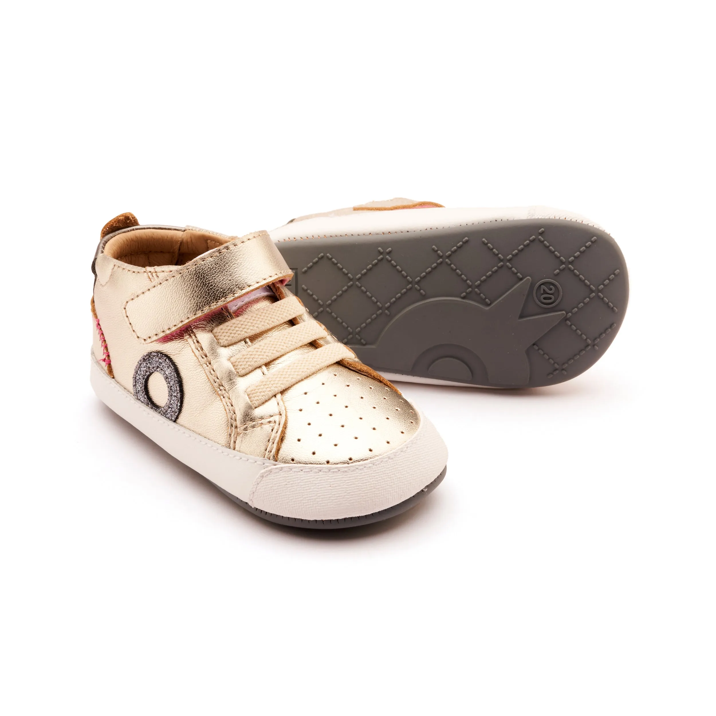 Old Soles Girl's Baby Zig Casual Shoes - Titanium / Rich Silver / Glam Gunmetal