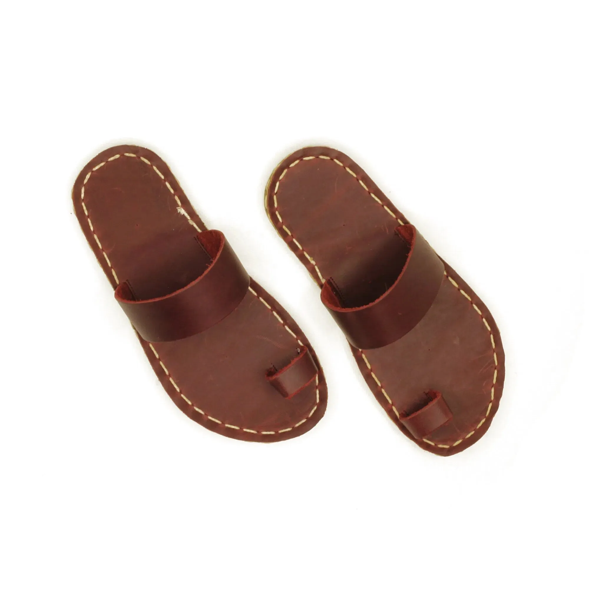 One-toe Leather Slipper - Burgundy