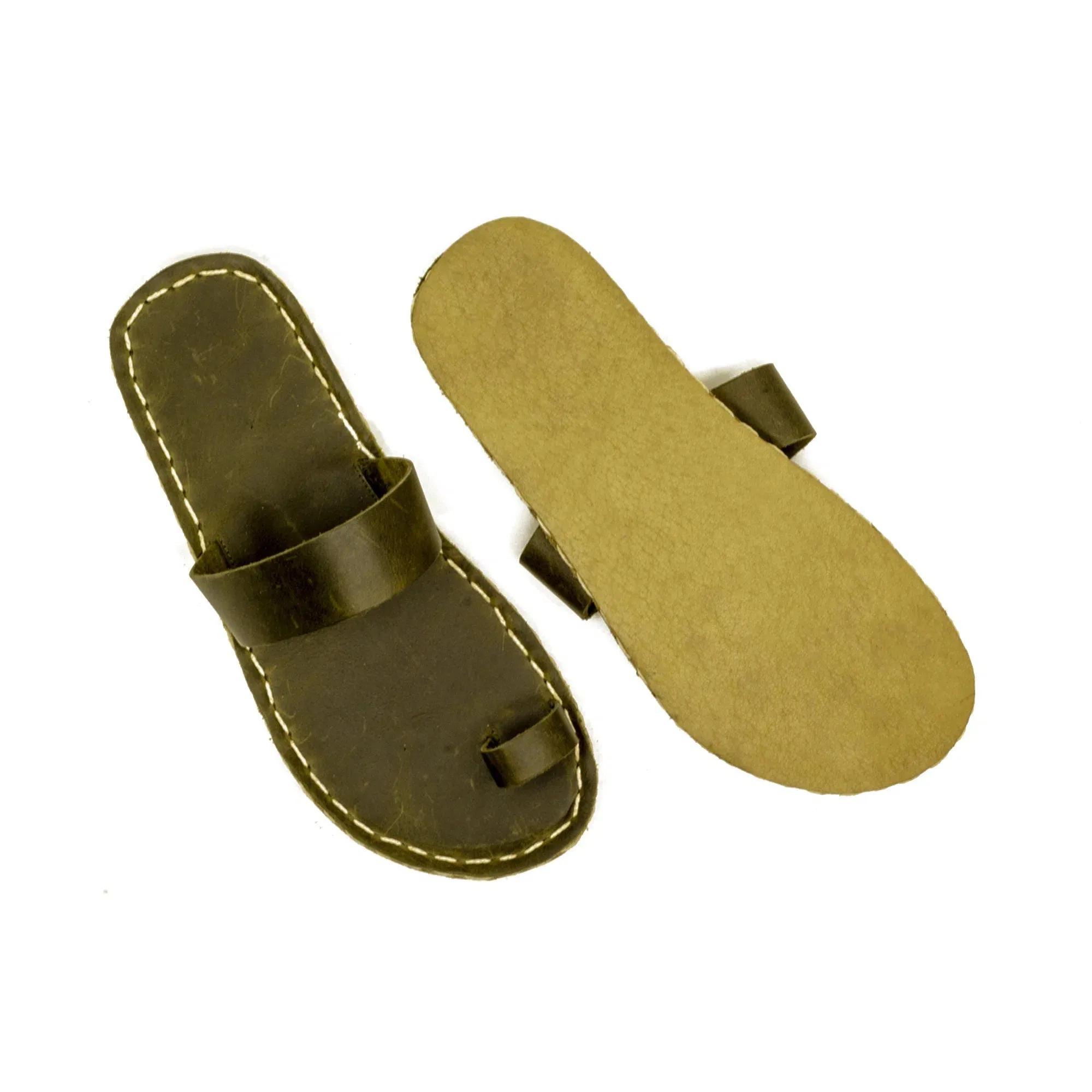 One-toe Leather Slipper - Green