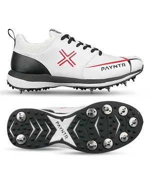 Payntr V Cricket Shoes - Steel Spikes - White/Black