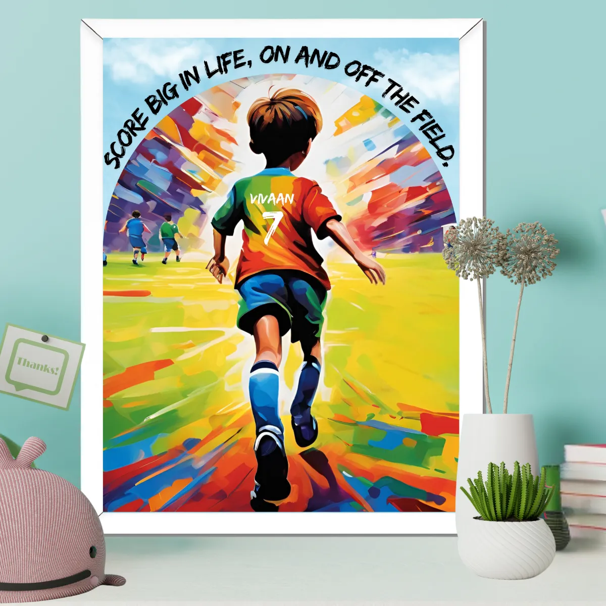 Personalized Motivational Football Player Framed Poster | Ideal Gift for Kids Who Love Football