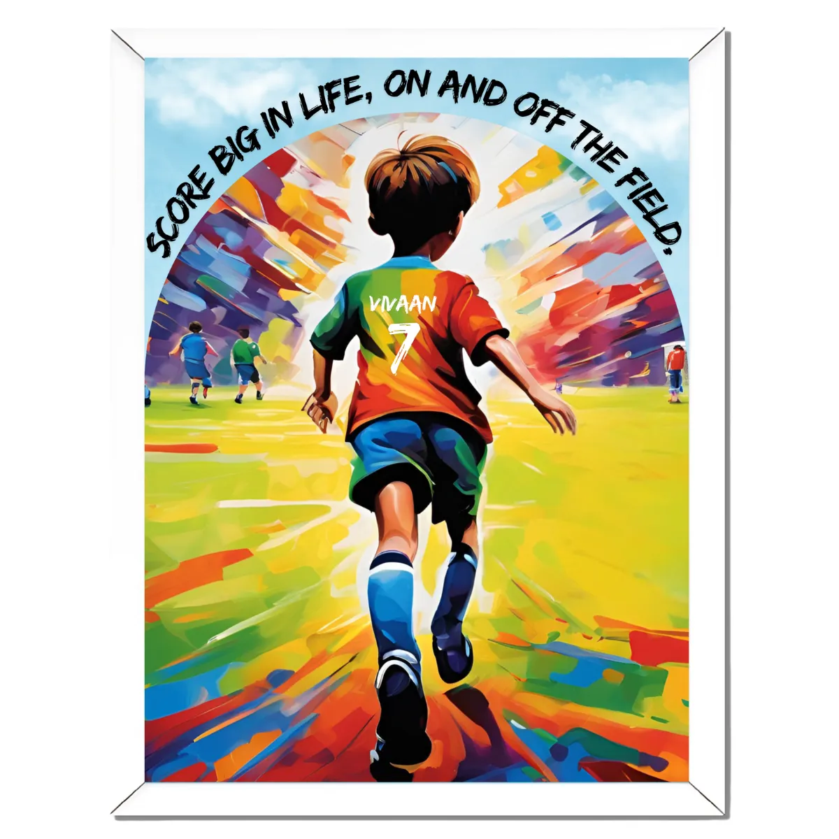 Personalized Motivational Football Player Framed Poster | Ideal Gift for Kids Who Love Football